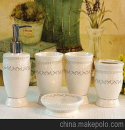 厂家直销 陶瓷工艺品 创意礼品 摆件 档陶瓷卫浴五件套 陶瓷工艺品